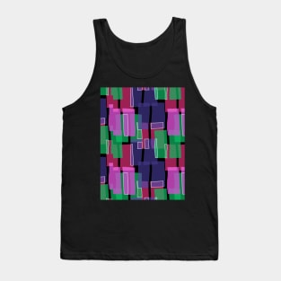 Colorful Indigo Mid Century Modern 60s Style Geometric Cut Outs Pattern Tank Top